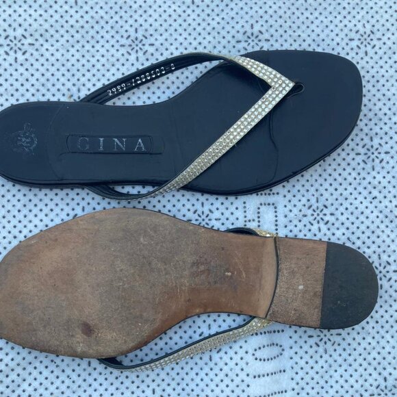 Gina Women Flat Diamante Sandals Ladies Thong Rhinestones Flip Flops Summer Shoe - Picture 9 of 10